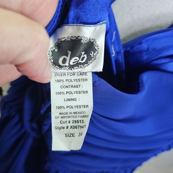 DEB Vintage Royal Blue One Shoulder Chiffon Party Dress Size 3/4 - Picture 8 of 10